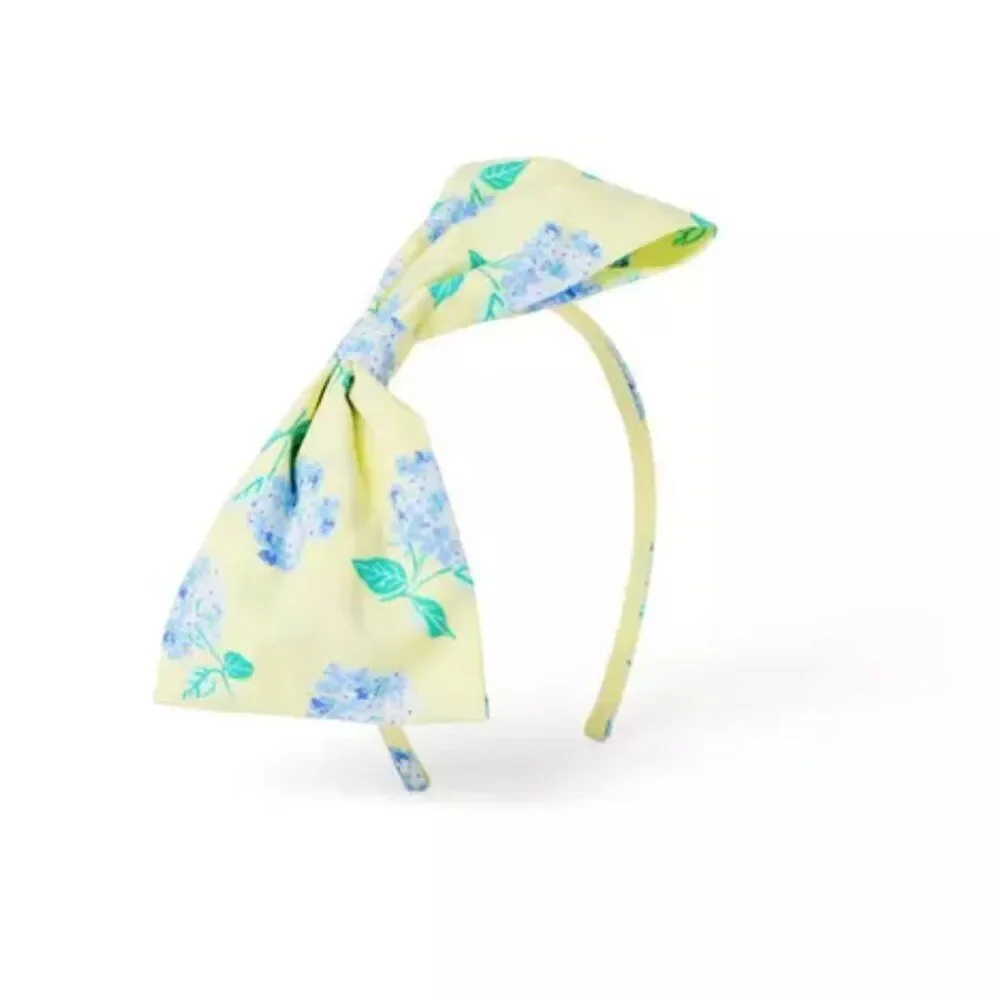 Janie and Jack Yellow floral bow headband Poplin. NWT one size